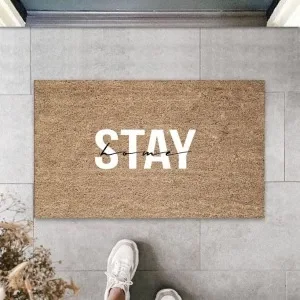 Bej Kapı Önü Paspası Stay Home Desen  K-3311