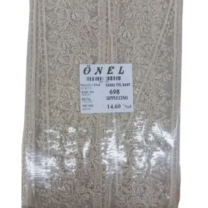 Dantel Polyester Sanal Tül Bant Cappucino 14,60 Metre En 6 Cm On-698-c