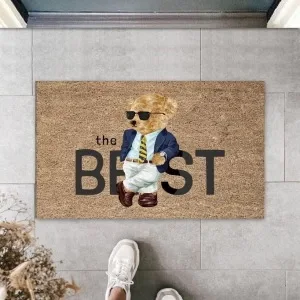 Dijital The Best Ayıcık Bej Kapı Paspası Dış Mekan Paspas K-3180