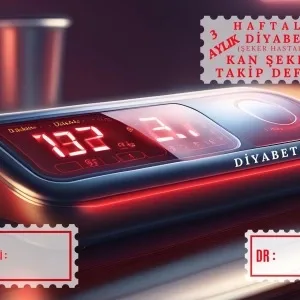 Diyabet Ölçüm Takip Çizelgesi Defteri A Kalite Özel Tasarım 3 Aylık A5 Kırmızı