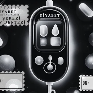 Diyabet Ölçüm Takip Çizelgesi Defteri A Kalite Özel Tasarım 3 Aylık A5 Siyah-beyaz