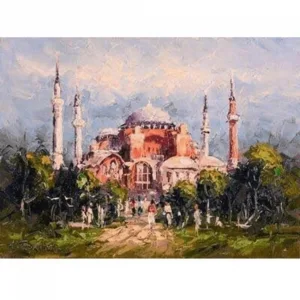 Kanvas Sayılarla Boyama Seti Kasnaklı-çerçeveli Ayasofya