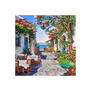 Kanvas Sayılarla Boyama Seti Kasnaklı-çerçeveli Bodrum Taş Sokağı