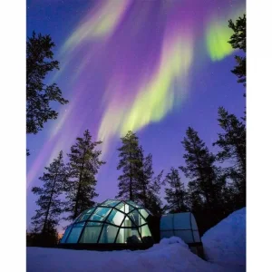 Kanvas Sayılarla Boyama Seti Kasnaklı-çerçeveli Kuzey Işıklarında Kamp