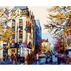 Kanvas Sayılarla Boyama Seti Kasnaklı-çerçeveli Sokak Telaşı