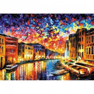 Kanvas Sayılarla Boyama Seti Kasnaklı-çerçeveli Venedik Ve Gece