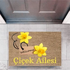 Kapı Önü Paspası Dekoratif Dijital Baskı Welcome P-2462