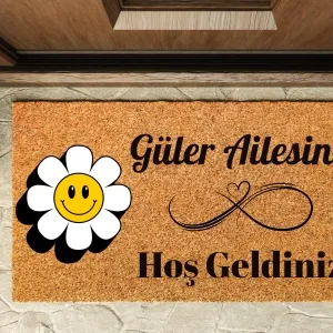 Kapı Önü Paspası Kişiye Özel Yazı Yazılır Koko Model Gülen Papatya Pk-1608