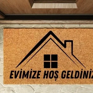 Kapı Önü Paspası Özel Tasarım Koko Model Çatı Evimize Hoşgeldiniz Pk-1524