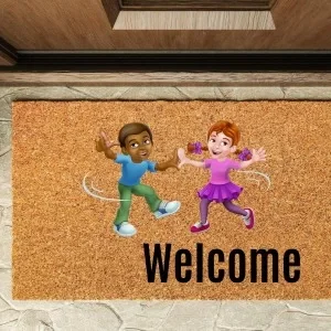 Kapı Önü Paspası Özel Tasarım Koko Model Dans Eden Çocuklar Pk-1527