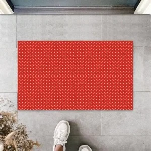 Kırmızı Kapı Önü Paspası Küçük Kalpler Desen  K-3217