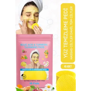Leke Karşıtı Kojik Asit Zerdeçal Yüz Temizleme Pedi 40 Adet