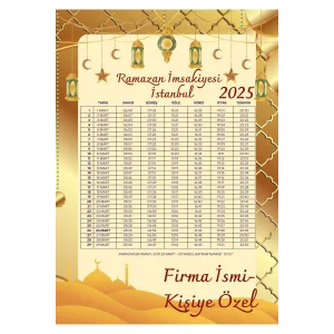 Ramazan İmsakiyesi Modern Kişiye Özel Tasarımlı Dijital Baskı 1000 Adet A4 300 gr Model 37