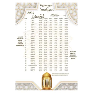 Ramazan İmsakiyesi Modern Kişiye Özel Tasarımlı Dijital Baskı 1000 Adet A4 300 gr Model 50
