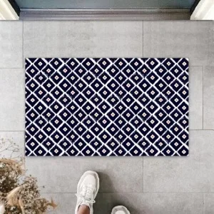 Siyah Kapı Önü Paspası Minik Kare Desen  K-3213