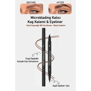 Suya Dayanıklı Çatal Uçlu Kaş Kalemi – 2’si 1 Arada Microblading Etkili Eyeliner & Kaş Kalemi