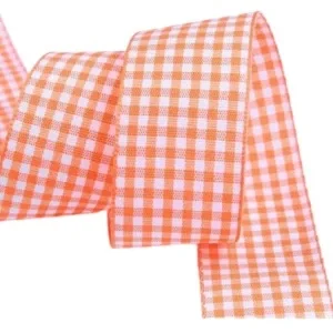 Tafta Ekoseli Kurdele 25 Mm Turuncu 1 Metre