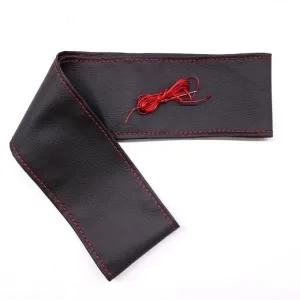 Tüm Araçlara Uyumlu Deri Direksiyon Kılıfı, Dikmeli Kırmızı Dikişli