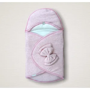 Yenidoğan Düğme Detaylı Çizgi Efektli Çift Fiyonk Klasik Kundak Bebek Battaniyesi