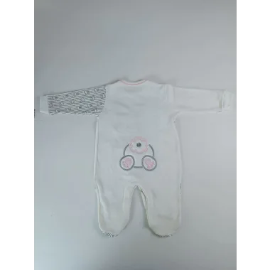 0-3 3-6 Ay Minik Tavşan Nakışlı Boydan Çıtçıt Kapamalı Kız Erkek Bebek Tulumu