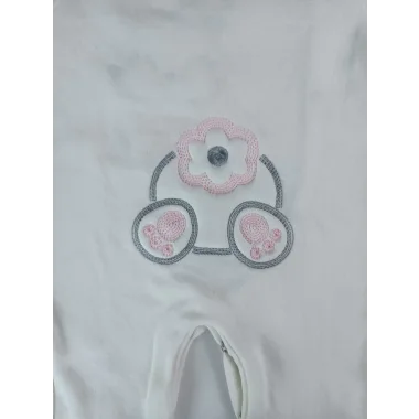 0-3 3-6 Ay Minik Tavşan Nakışlı Boydan Çıtçıt Kapamalı Kız Erkek Bebek Tulumu