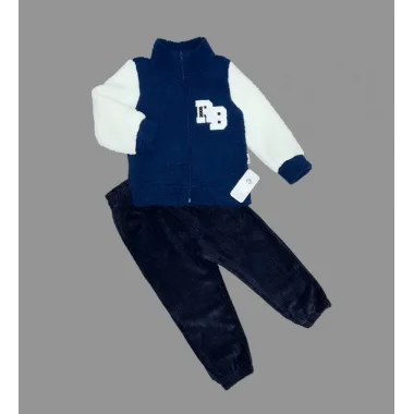 1-2-3 Yaş Kuzu Kumaş Fermuarlı Sweat Kadife Pantolonlu Uzun Kollu Kız Erkek Çocuk 2li Takım