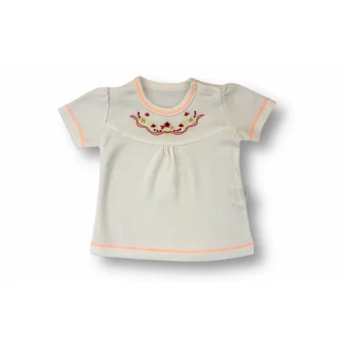 3-6 6-9 9-12 12-18 Ay Anadolu Çiçeği Nakışlı Kısa Kollu Sweatli 2li Kız Bebek Takımı