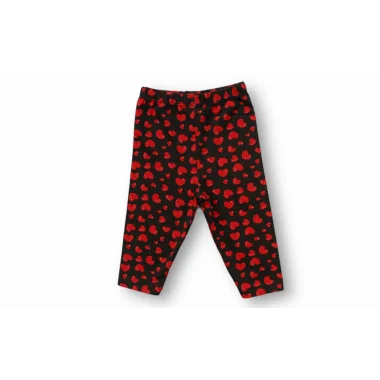 3-6 6-9 9-12 12-18 Ay Kalp Baskılı Uzun Kollu Sweatli 2li Kız Bebek Takımı