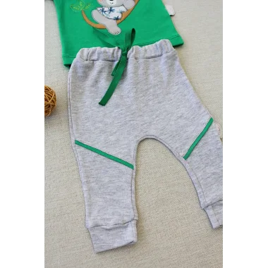 3-6 6-9 9-12 12-18 Ay Yavru Koala Nakışlı Uzun Kollu Sweat 2li Kız Erkek Bebek Takımı