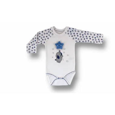 3-6 6-9 9-12 Ay Kutup Yıldızı Nakışlı Bandajlı Uzun Kollu Zıbınlı 3lü Erkek Bebek Takımı