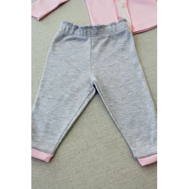 3-6 6-9 9-12 Ay Matmazel Yaka Fırfır Detaylı Bandanalı Uzun Kollu Sweat 3lü Kız Bebek Takımı