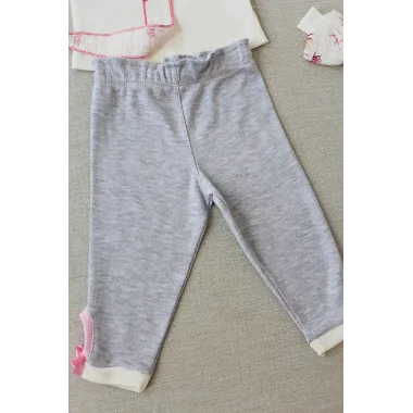 3-6 6-9 9-12 Ay Matmazel Yaka Fırfır Detaylı Bandanalı Uzun Kollu Sweat 3lü Kız Bebek Takımı