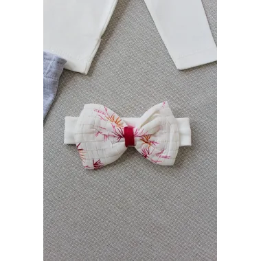 3-6 6-9 9-12 Ay Matmazel Yaka Fırfır Detaylı Bandanalı Uzun Kollu Sweat 3lü Kız Bebek Takımı