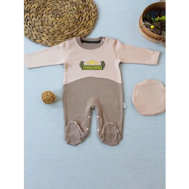 3-6 9-12 12-18 Ay Özel Kuvvetler Nakışlı Bere Şapkalı Kız Erkek Bebek Tulumu