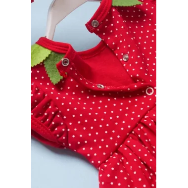 3-6-9 Ay Çilek Bebekler Penye Kumaş Kısa Kol Bebek Elbisesi