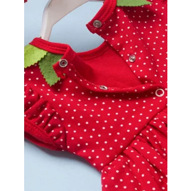 3-6-9 Ay Çilek Bebekler Penye Kumaş Kısa Kollu Kız Erkek Bebek Tulumu