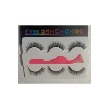 3 Çift Doğal İpek Takma Kirpik & Kirpik Takma Aparatı 3d-56 Set