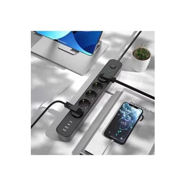 5 Prizli Akım Korumalı Uzatma Kablosu | 2xusb-a + 2xusb-c | 3680w - 2m Kablo