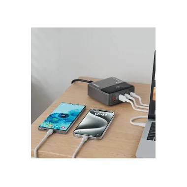 65w Masaüstü 4 Portlu Hızlı Şarj Cihazı İstasyonu 2xusb-a, 2xtype-c Giriş,1,5 Mt. Kablo