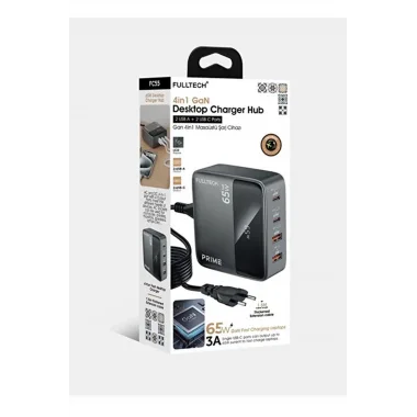65w Masaüstü 4 Portlu Hızlı Şarj Cihazı İstasyonu 2xusb-a, 2xtype-c Giriş,1,5 Mt. Kablo