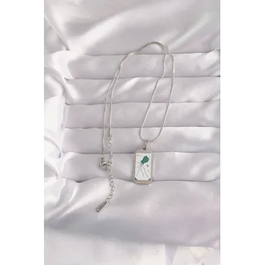 316L Çelik Özel Seri Gümüş Renk Beyaz Mineli Tarot Kolye