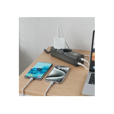 67w Hızlı Şarjlı Akıllı Çoklu Priz – 2000w Güç, 2 Usb-c + 2 Usb-a Çıkışlı, Telefon & Laptop Uyumlu