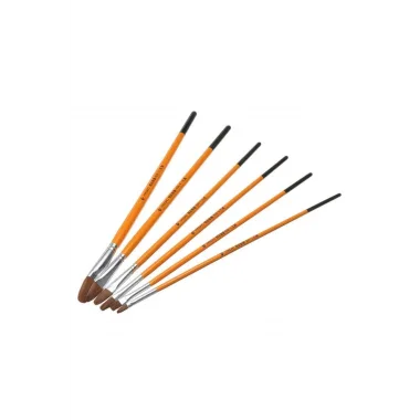 6’lı Uzun Sap Resim Fırçası Seti – Yağlı, Akrilik, Guaj Ve Sulu Boya İçin Çok Amaçlı