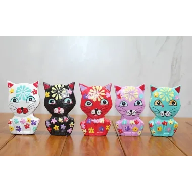 Ahşap 5li Kedi Seti Polos:5