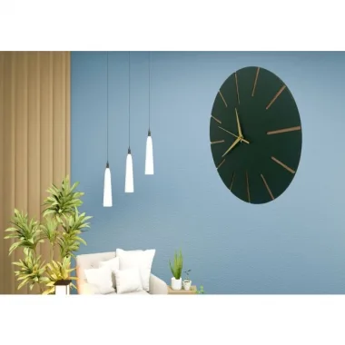 Ahşap Minimal Dekoratif Duvar Saati - 33x33 Cm Petrol Yeşili