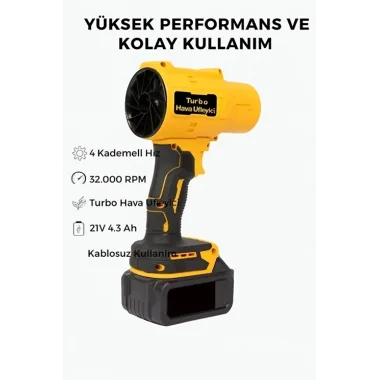 Ahv-18 Turbo Hava Üfleyici | 4 Kademe Hız | 21v 431w Kablosuz Blower | 32.000 Rpm’’