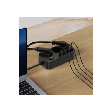 Akım Korumalı Priz 2 Usb + 2 Type-c Girişli 2 Metre Kablosu Anahtarlı Ve Duvara Monte Edilebilir