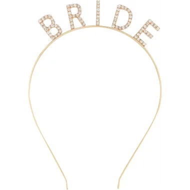 Altın Gold Renk Bekarlığa Veda Kristal Taş Bride Tacı İthal 16x10 Cm