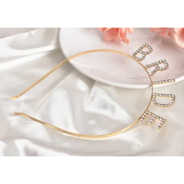 Altın Gold Renk Bekarlığa Veda Kristal Taş Bride Tacı İthal 16x10 Cm
