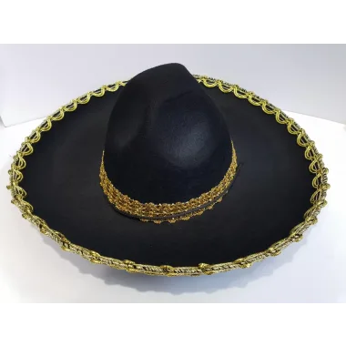 Altın Renk Şeritli Meksika Mariachi Latin Şapkası 55 Cm Çocuk